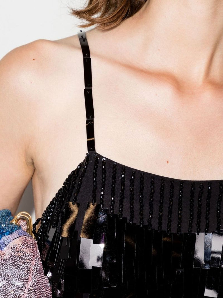 Black Abito Sequin-embellished Mini Dress
