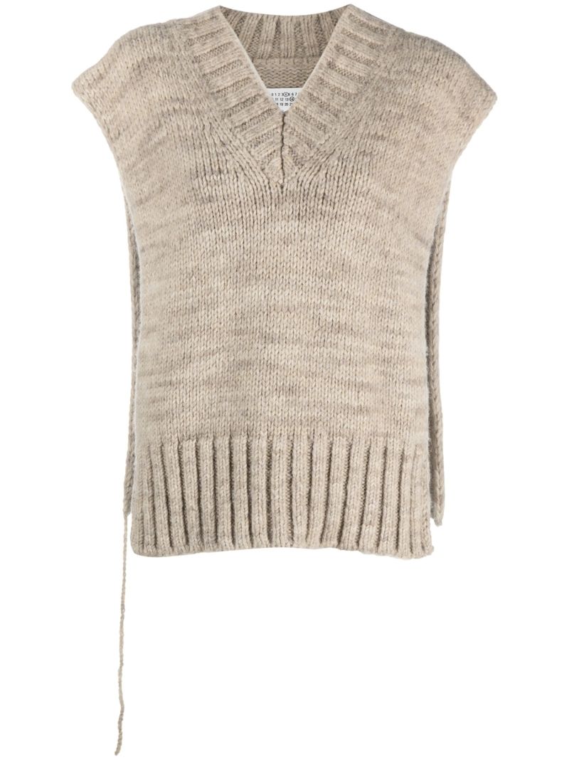 Beige Knitted Sweater Vest