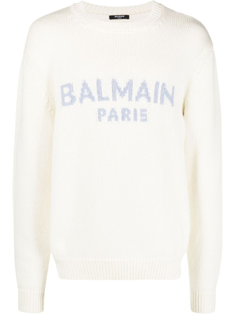 White Logo Merino Wool Sweater