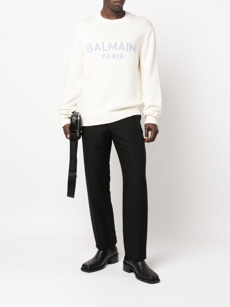 White Logo Merino Wool Sweater