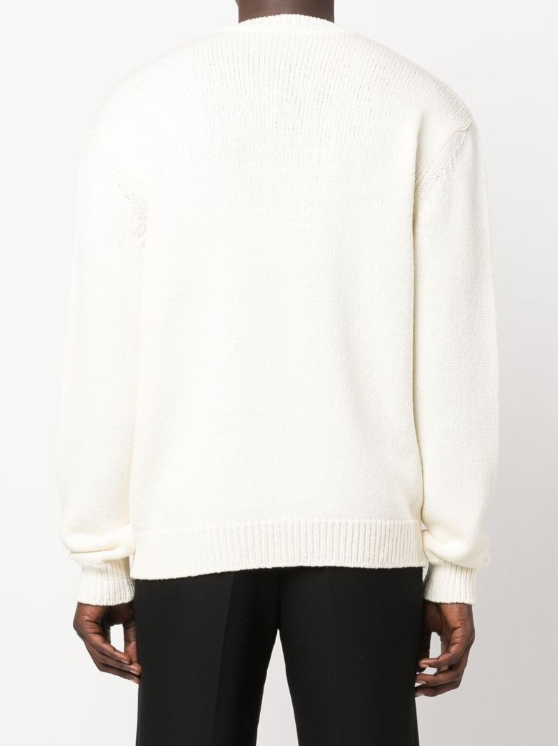 White Logo Merino Wool Sweater