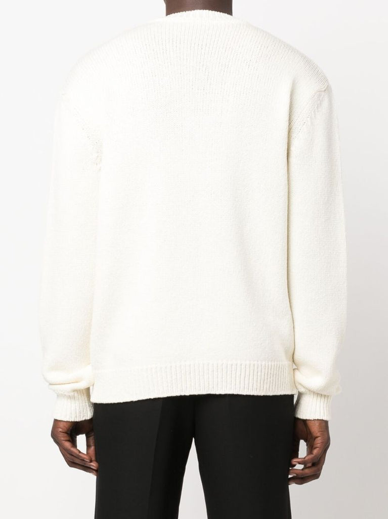 White Logo Merino Wool Sweater