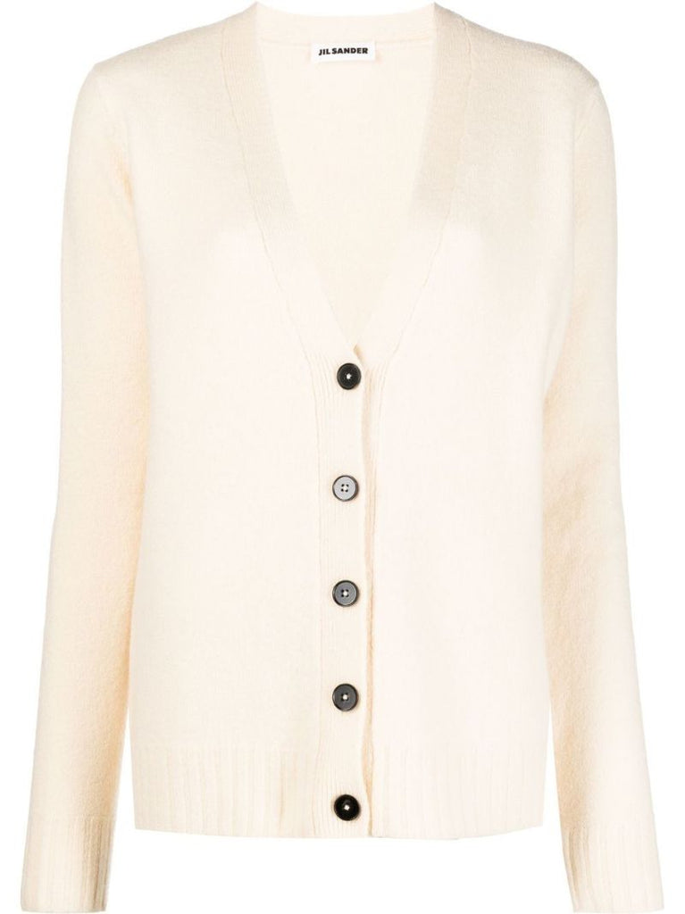 Neutral Wool V-neck Cardigan