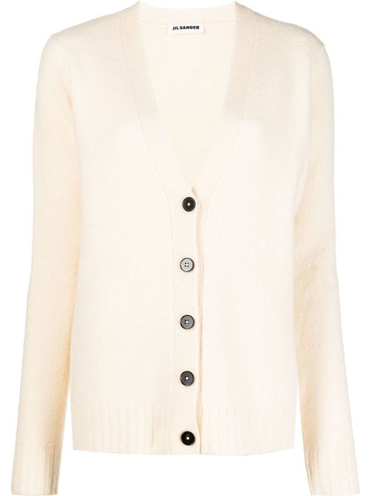 Neutral Wool V-neck Cardigan