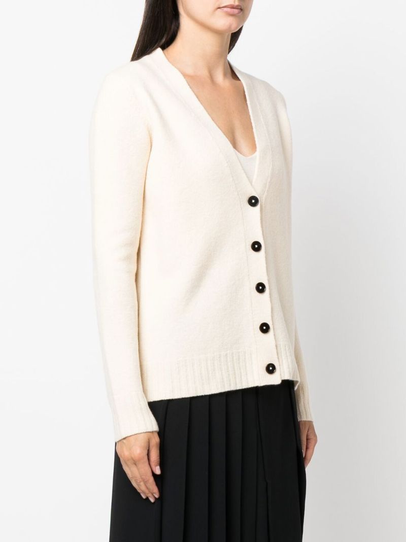 Neutral Wool V-neck Cardigan