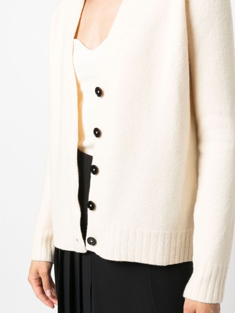 Neutral Wool V-neck Cardigan