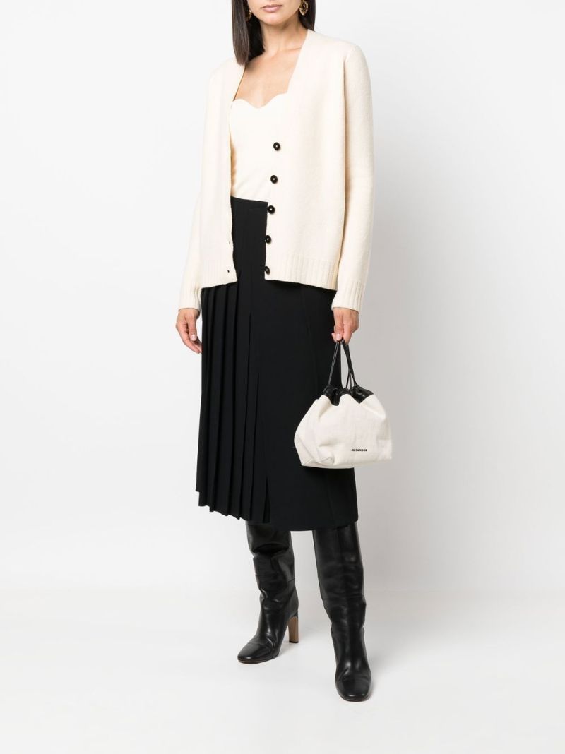 Neutral Wool V-neck Cardigan
