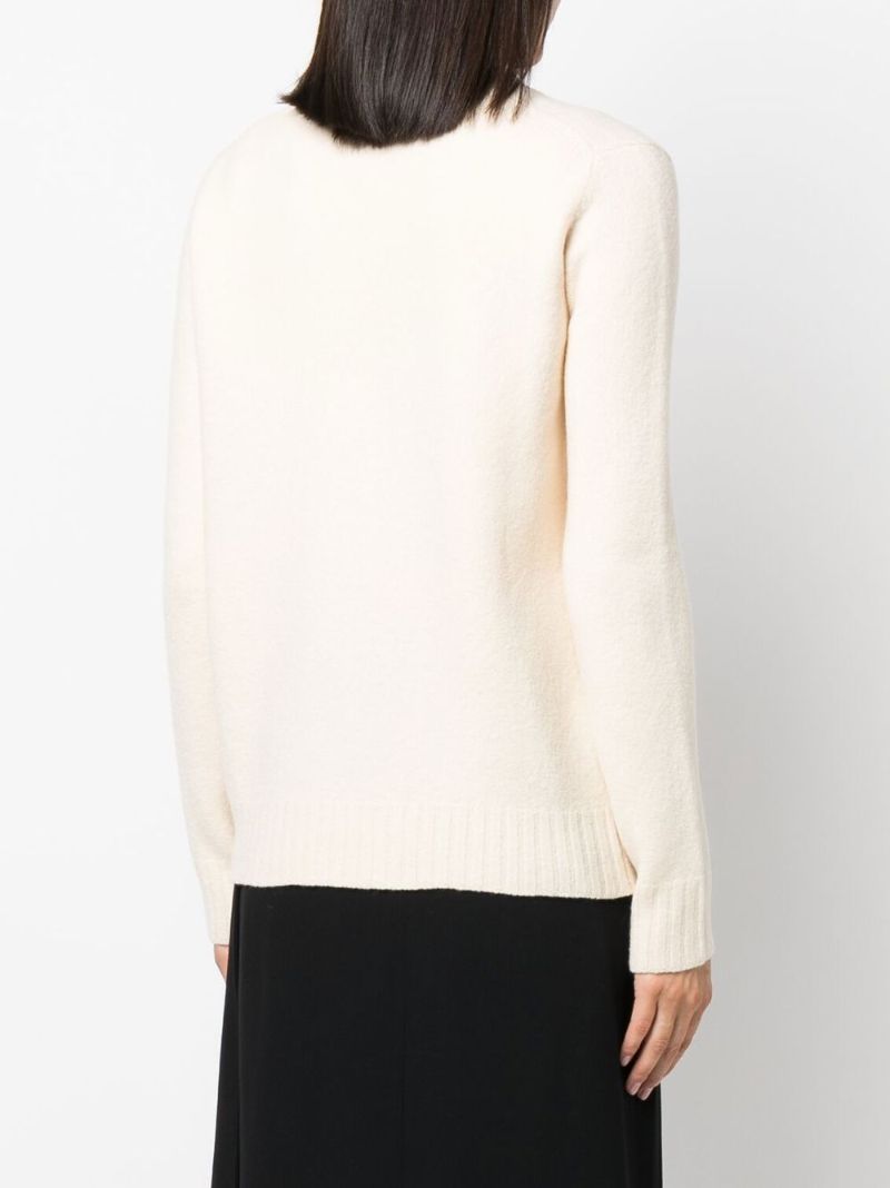 Neutral Wool V-neck Cardigan