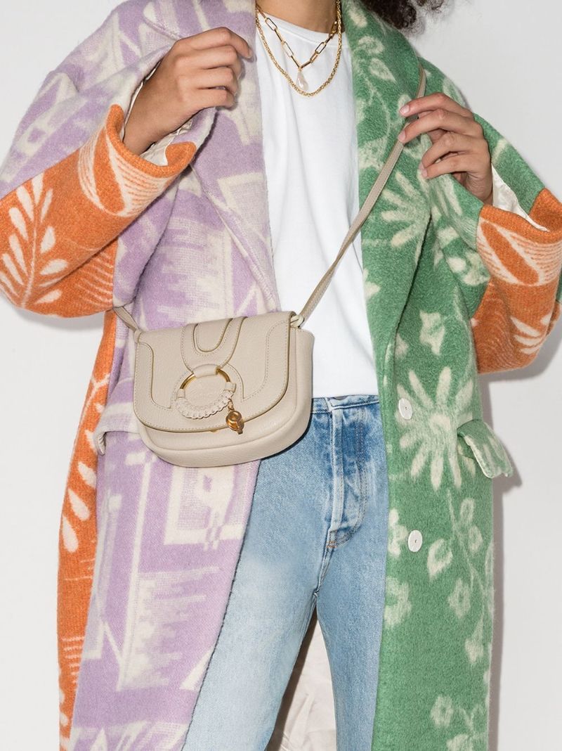 Neutral Small Hana Leather Cross Body Bag