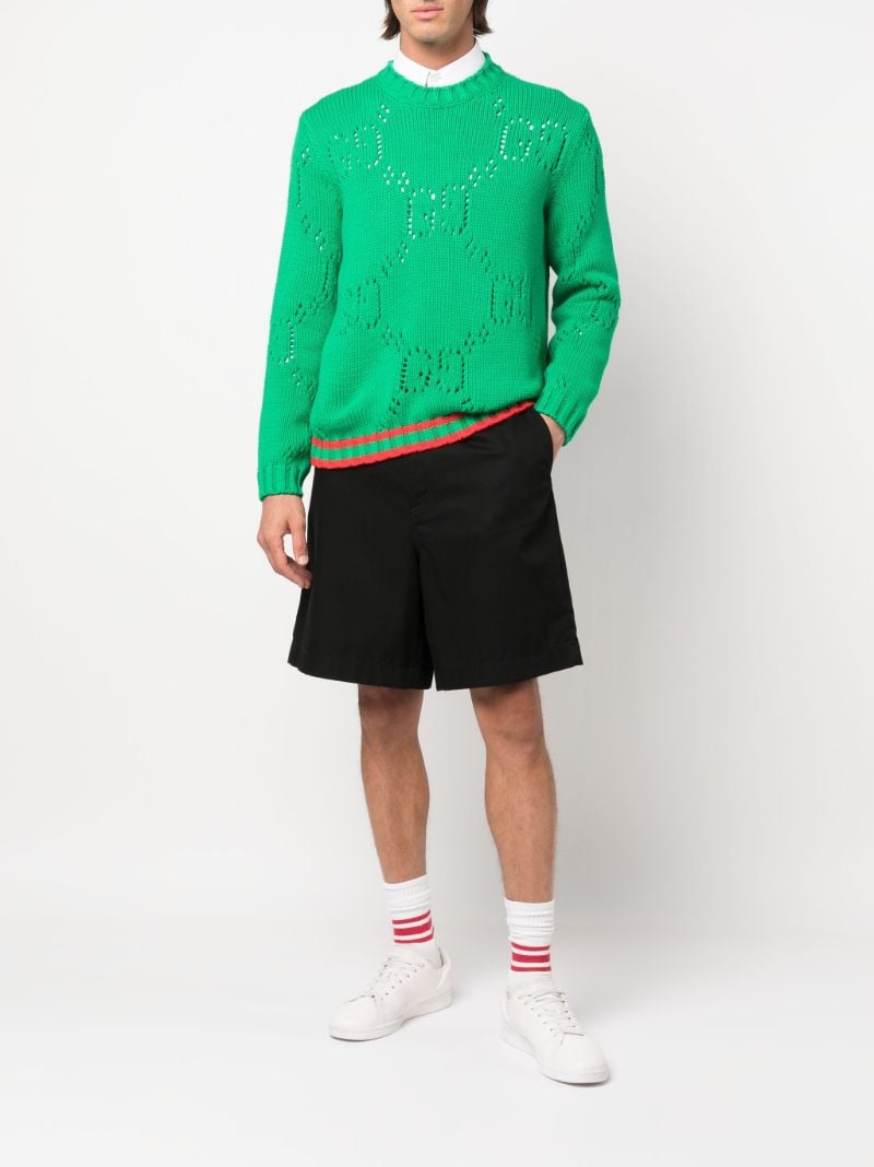 Green Perforated Gg Sweater