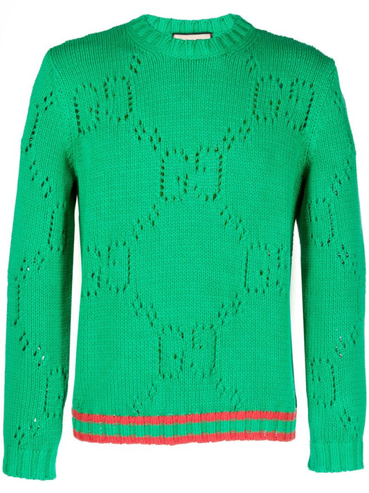 Green Perforated Gg Sweater