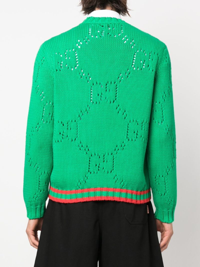 Green Perforated Gg Sweater