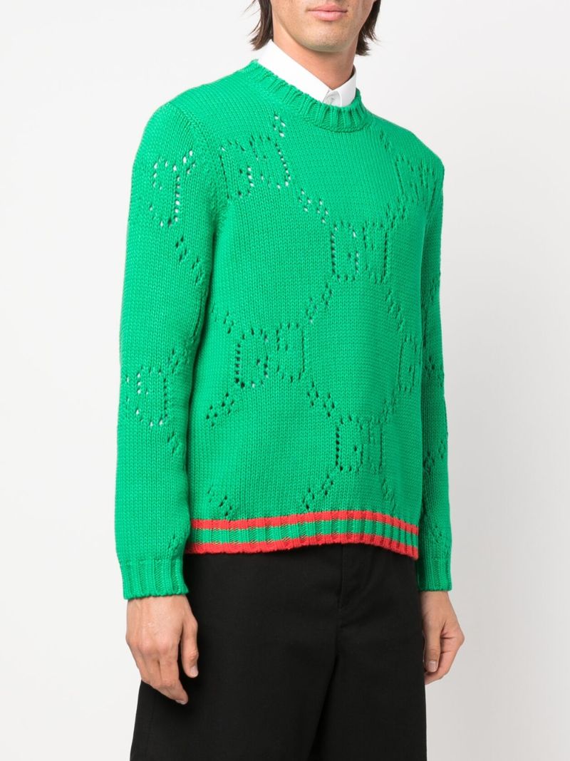 Green Perforated Gg Sweater
