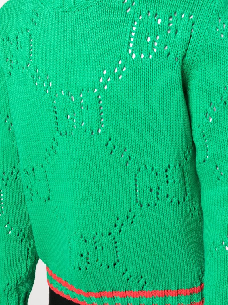 Green Perforated Gg Sweater