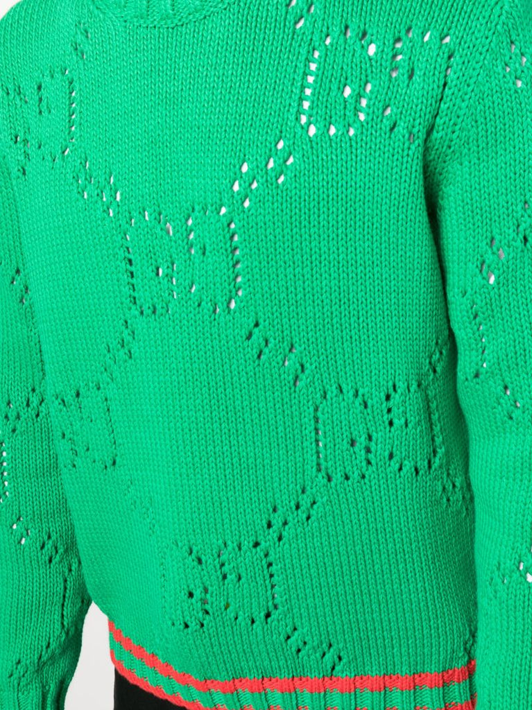 Green Perforated Gg Sweater