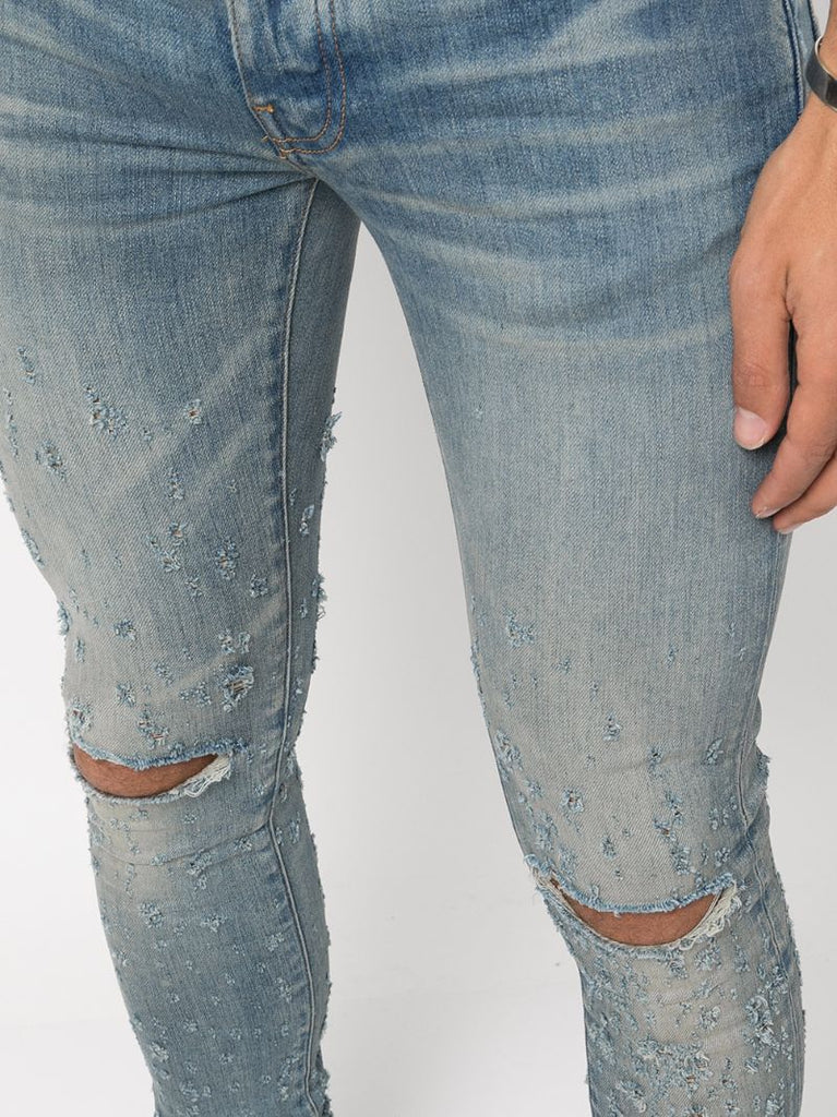 Blue Shotgun Distressed Skinny Jeans