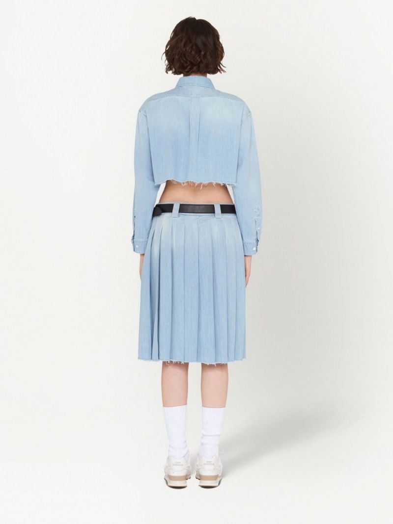 Blue Cropped Denim Shirt