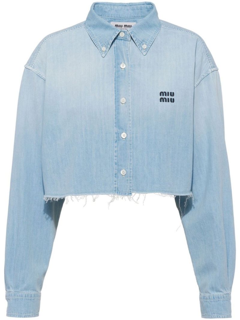 Blue Cropped Denim Shirt