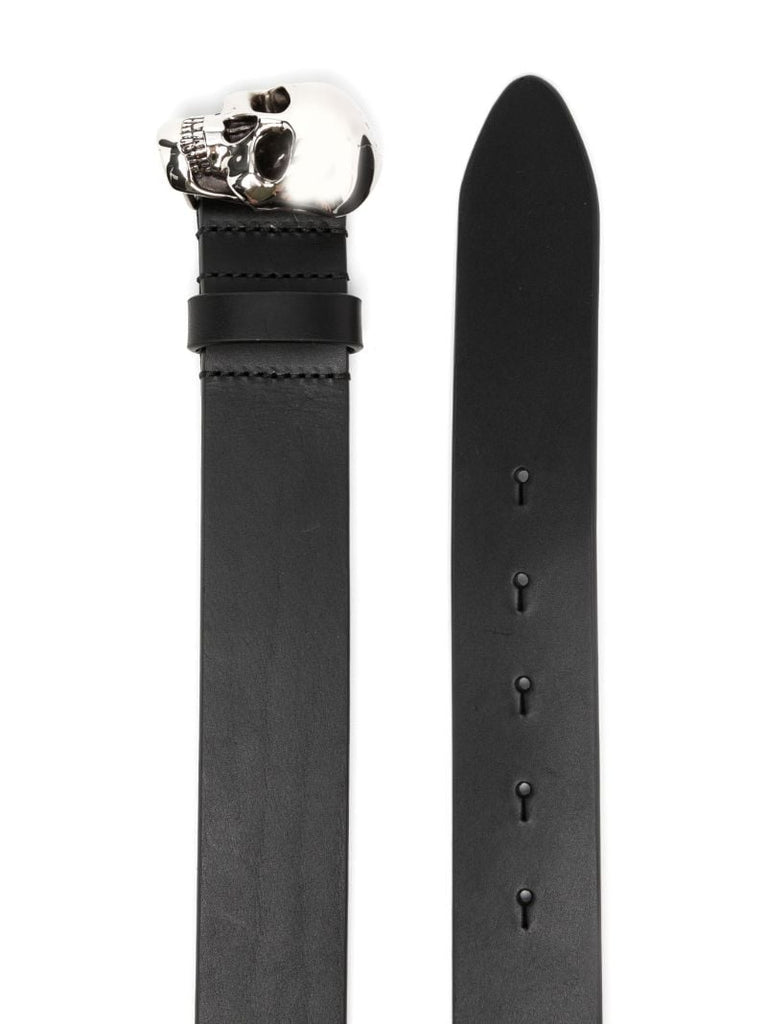 Black Skull Leather Belt