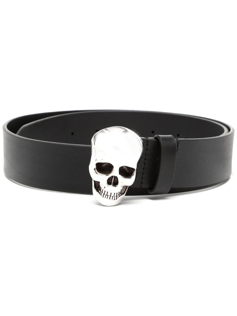 Black Skull Leather Belt