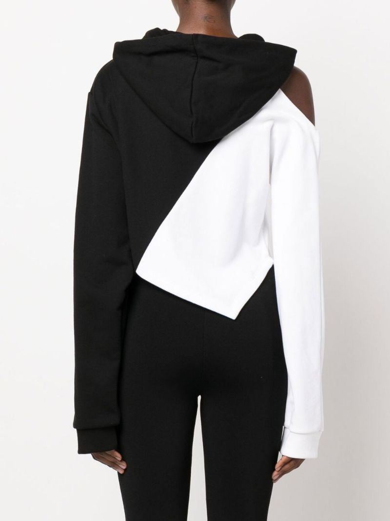 Black and White Kaylane Asymmetric Cotton Hoodie