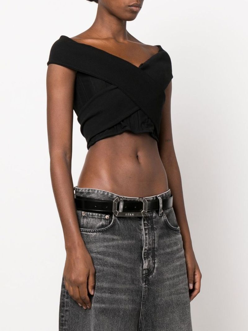 Black Guadalupe Corset Cotton Crop Top
