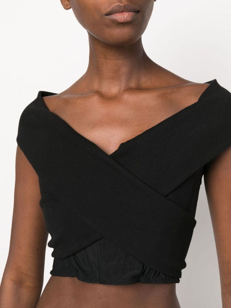 Black Guadalupe Corset Cotton Crop Top