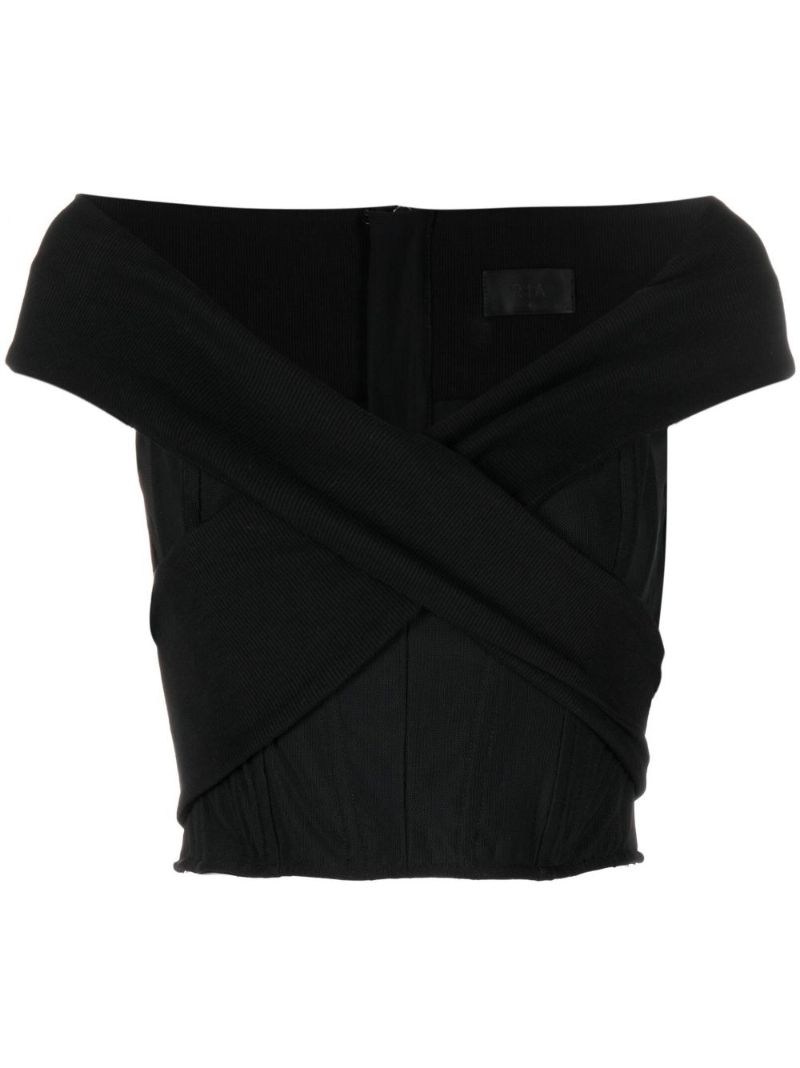 Black Guadalupe Corset Cotton Crop Top