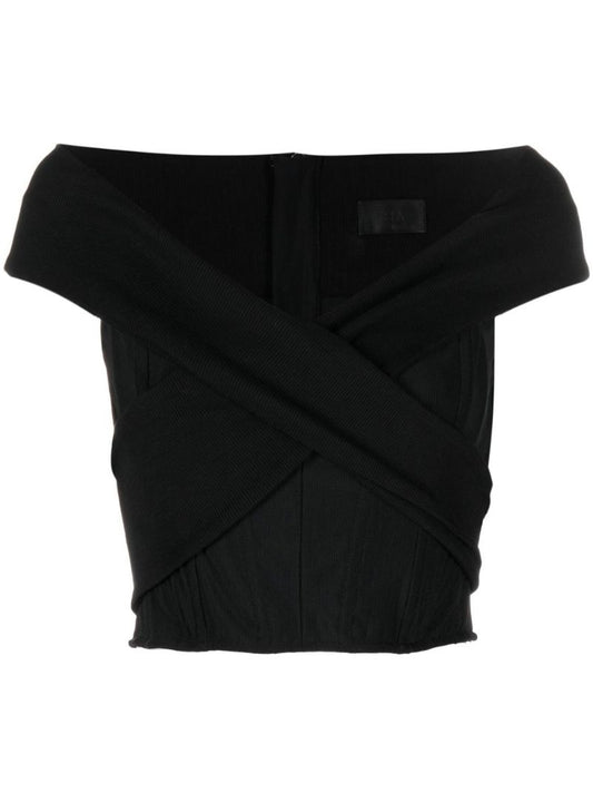 Black Guadalupe Corset Cotton Crop Top