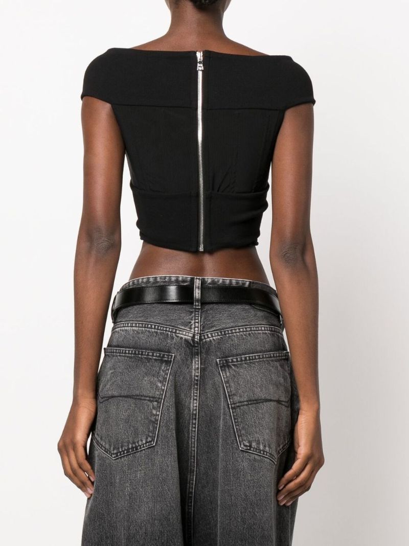 Black Guadalupe Corset Cotton Crop Top