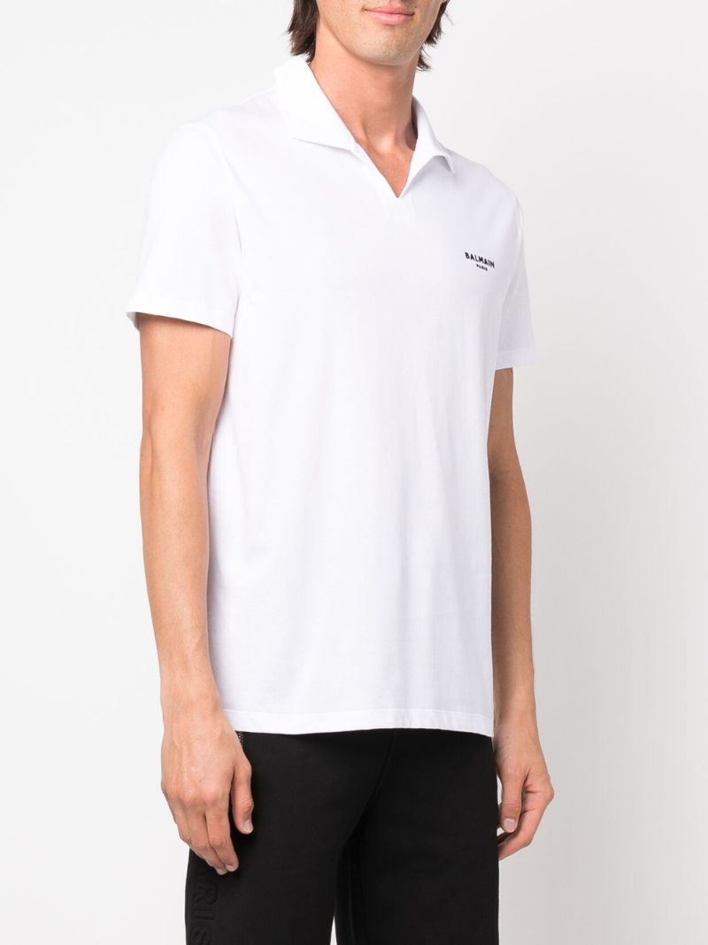 White Logo Organic Cotton Polo Shirt
