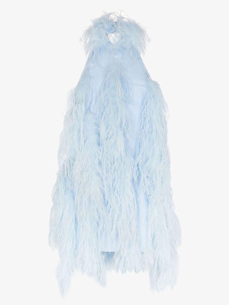 Blue Josephine Feather Mini Dress