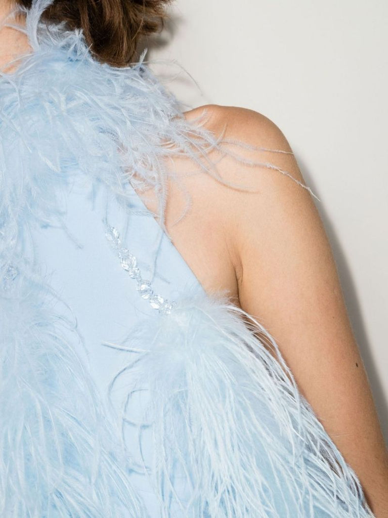 Blue Josephine Feather Mini Dress