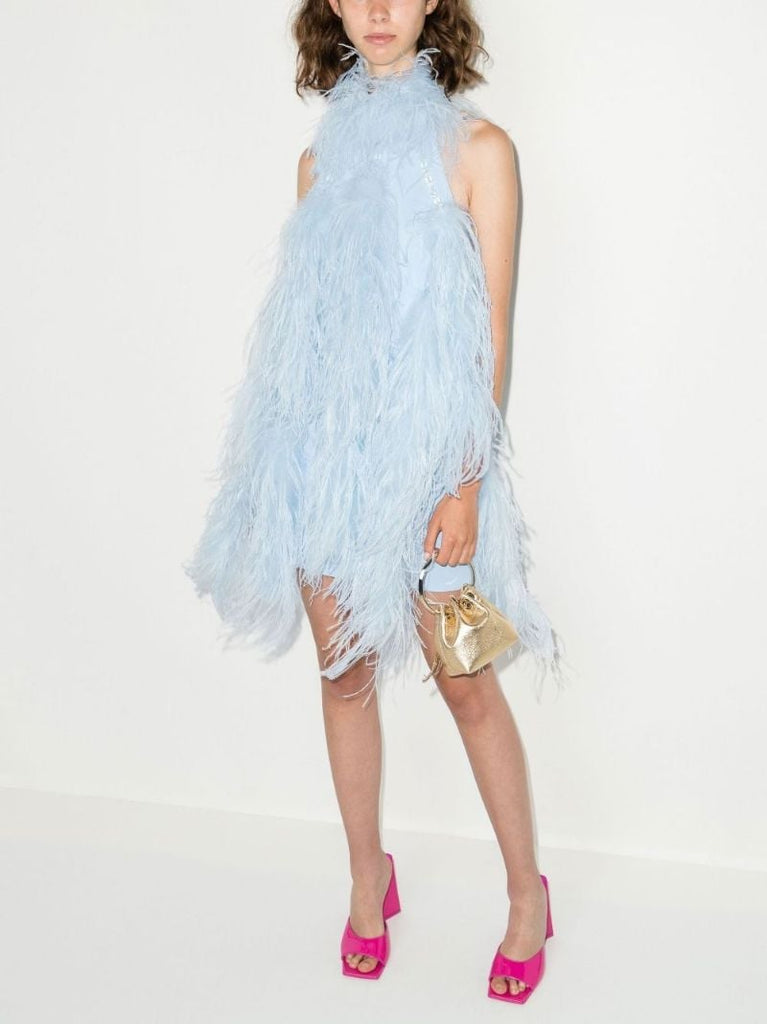 Blue Josephine Feather Mini Dress