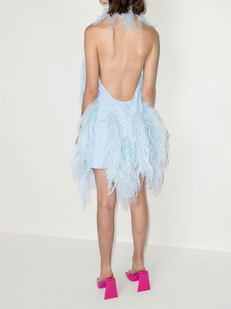 Blue Josephine Feather Mini Dress