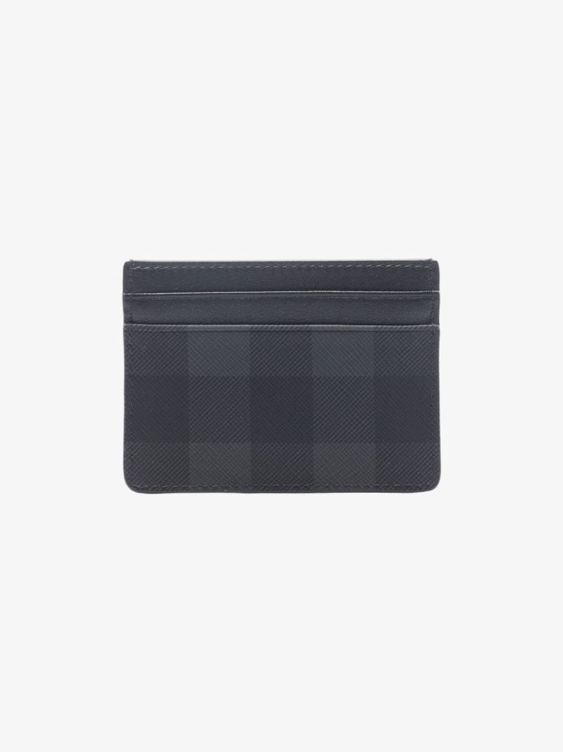 Grey Check Leather Cardholder