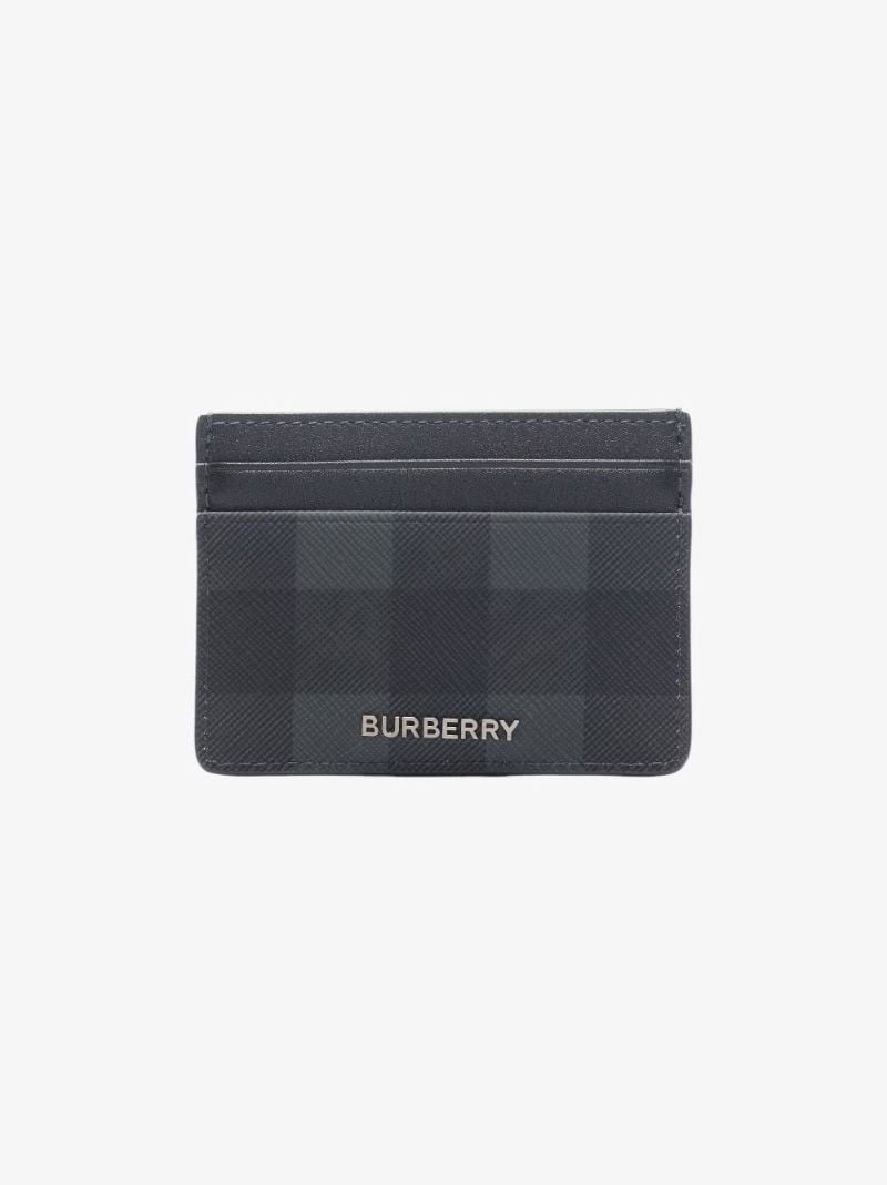 Grey Check Leather Cardholder