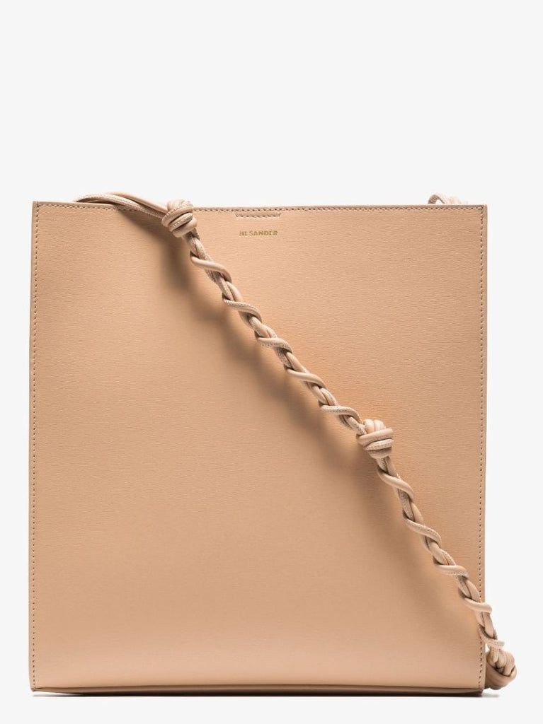 Neutral Tangle Knotted Handle Leather Cross Body Bag
