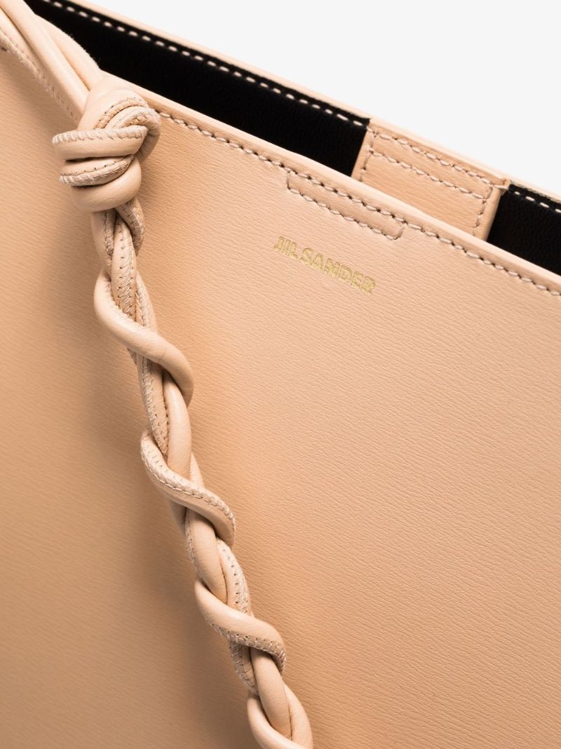 Neutral Tangle Knotted Handle Leather Cross Body Bag