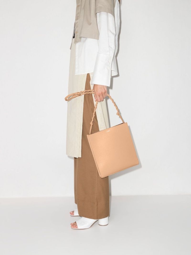 Neutral Tangle Knotted Handle Leather Cross Body Bag