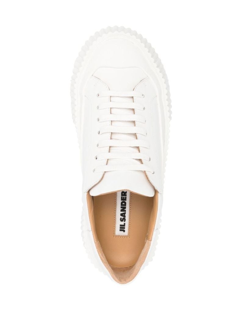 White Lace-up Leather Sneakers