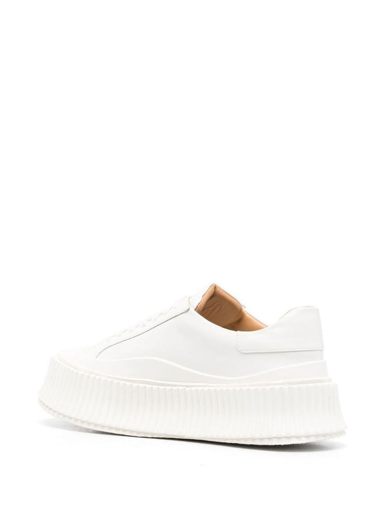 White Lace-up Leather Sneakers