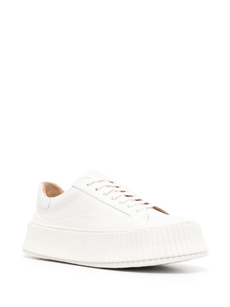 White Lace-up Leather Sneakers