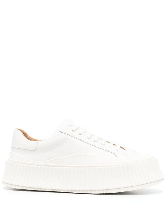 White Lace-up Leather Sneakers