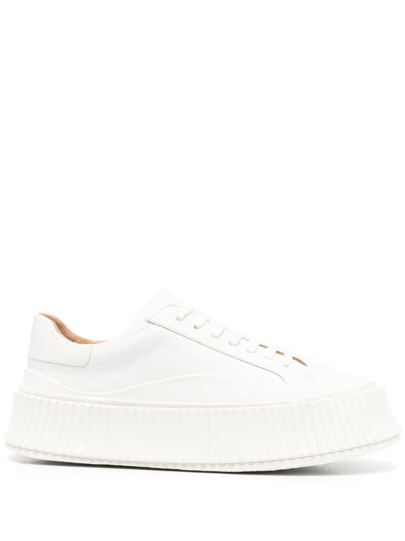 White Lace-up Leather Sneakers