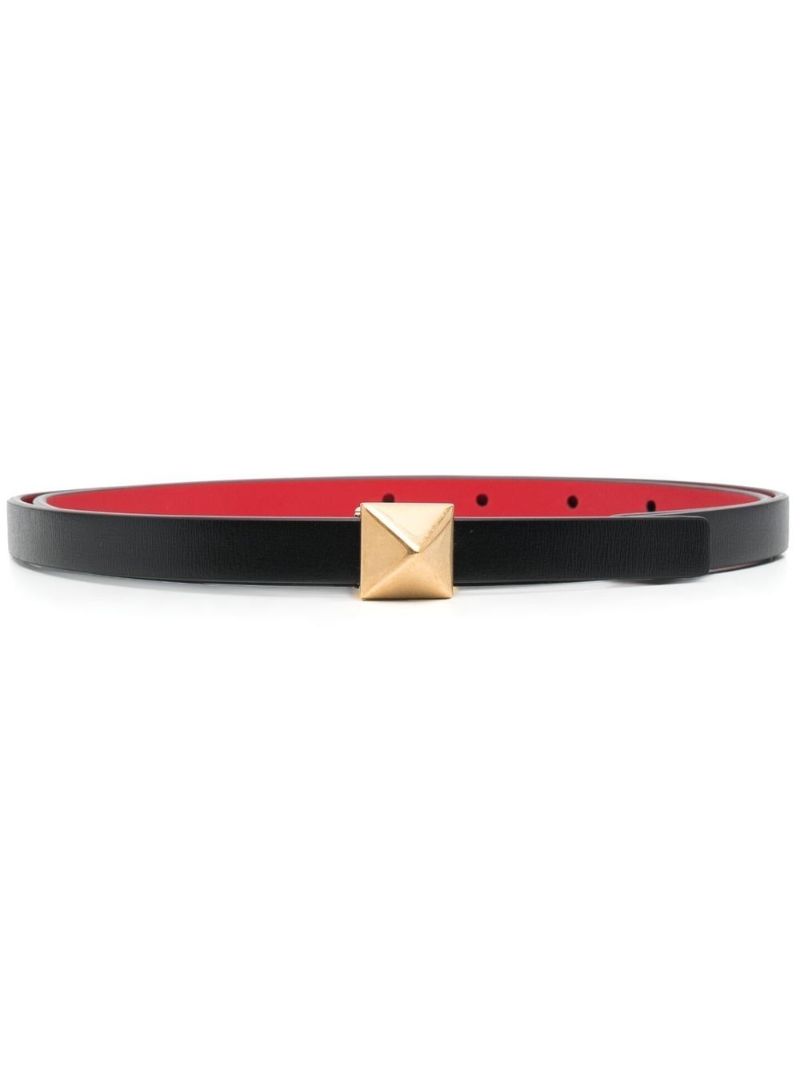 Black Rockstud Reversible Leather Belt