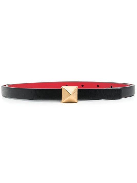 Black Rockstud Reversible Leather Belt
