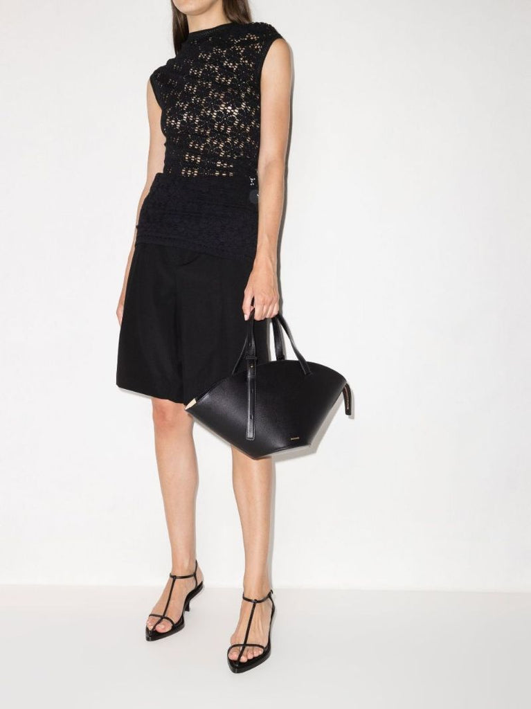 Black Sombrero Small Leather Tote Bag