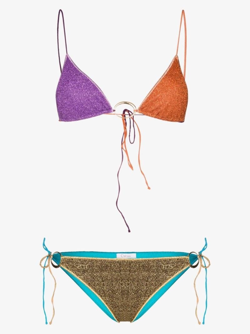 Multicoloured LumiÃ_x0083_Â¨re Glitter-effect Triangle Bikini