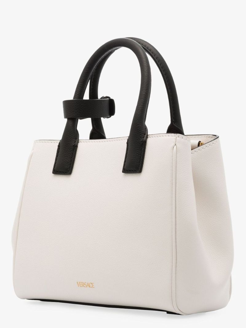 White La Medusa Small Leather Tote Bag